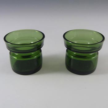 Dansk Pair of Scandinavian Green Glass Candle Holders - Marked