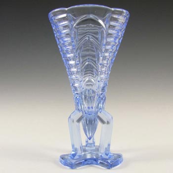 Rosice #1948 Czech Art Deco Blue Glass Rocket Vase