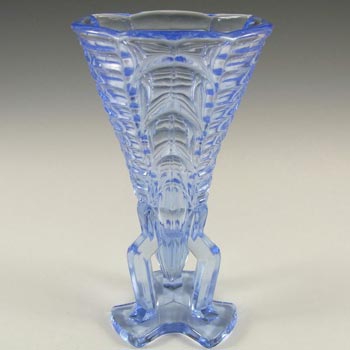 Rosice #1948 Czech Art Deco Blue Glass Rocket Vase
