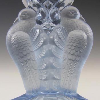 Libochovice? Czech Art Deco Blue Glass Birds Candlestick