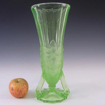Jobling #11600 1930's Art Deco Uranium Glass 'Open Footed' Vase