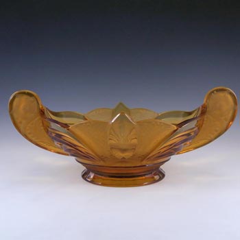 Brockwitz Large Art Deco Amber Glass Centerpiece Bowl