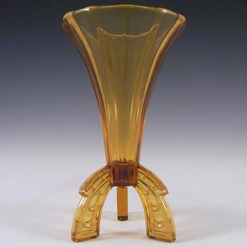 Stunning 1930's Czech Art Deco Amber Glass Rocket Vase
