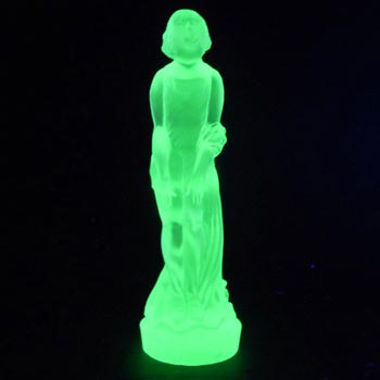 (image for) Müller & Co 'September Morn' Art Deco Uranium Glass Lady Figurine