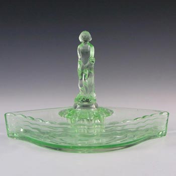 Müller & Co 'September Morn' Art Deco Glass Lady Figurine + Bowl