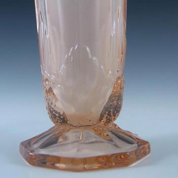 Jobling #11400 or Sowerby Pink Art Deco Glass Bird + Panel Vase