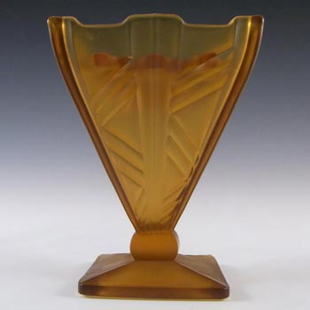 Art Deco 1930\'s Frosted Amber Glass Vase