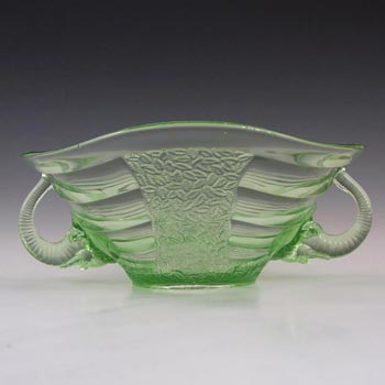 Sowerby #2614 Art Deco 1930\'s Green Glass Elephant Bowl