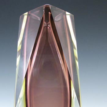 Murano 8" Faceted Purple & Amber Sommerso Glass Vase