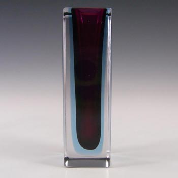 Murano Faceted Purple & Blue Sommerso Glass Block Vase
