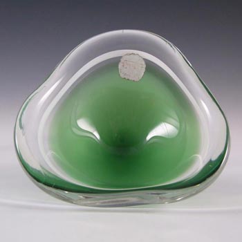 Flygsfors Coquille Green Glass Bowl by Paul Kedelv Signed \'61
