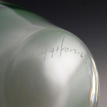Flygsfors Coquille Green Glass Bowl by Paul Kedelv Signed '61