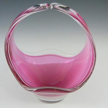 Flygsfors Coquille Pink Glass 7.5" Bowl by Paul Kedelv - Signed '62