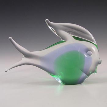 FM Konstglas / Ronneby Neodymium Lilac & Green Glass Fish