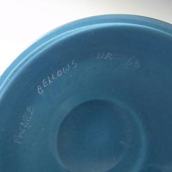 French Blue Glass Vase - Signed 'France Gellows UR 63'