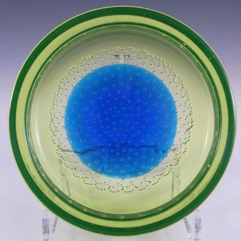 Galliano Ferro Murano Blue & Uranium Glass Bubble Bowl