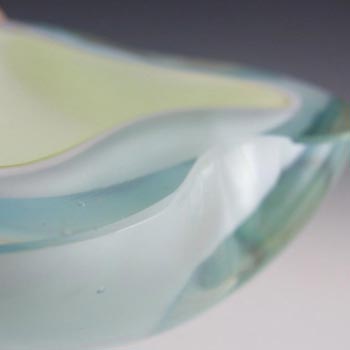 Murano Geode White & Turquoise Sommerso Glass Triangle Bowl