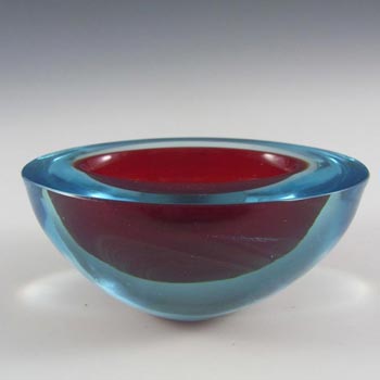 Murano Geode Red & Turquoise Sommerso Glass Oval Bowl
