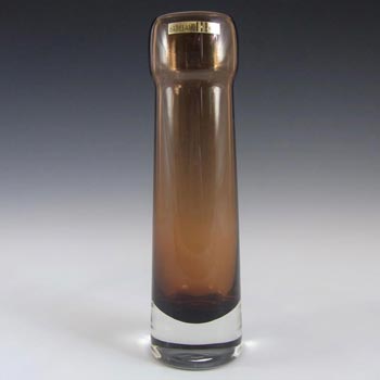 Hadeland Scandinavian 70\'s Amber Glass Vase - Labelled