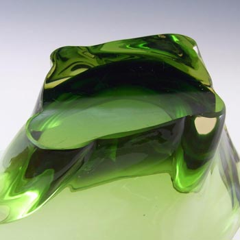 Harrachov Czech 1950s Green Glass Sculpture Bowl #5/3576
