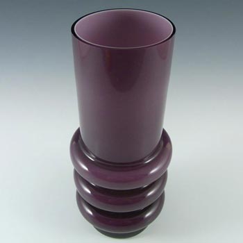 Scandinavian Vintage Purple Cased Glass Hooped 9" Vase