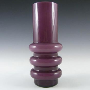 Scandinavian Vintage Purple Cased Glass Hooped 8" Vase