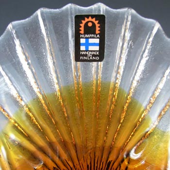 Humppila Amber Glass Bowl by Pertti Santalahti - Labelled
