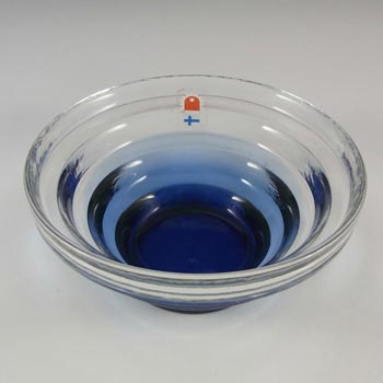 Humppila Blue Glass Bowl by Pertti Santalahti - Labelled