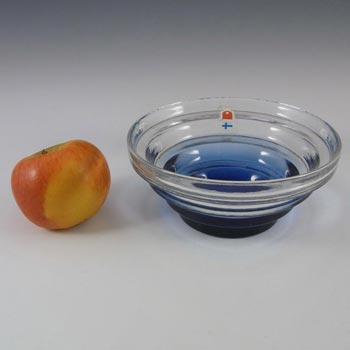 Humppila Blue Glass Bowl by Pertti Santalahti - Labelled