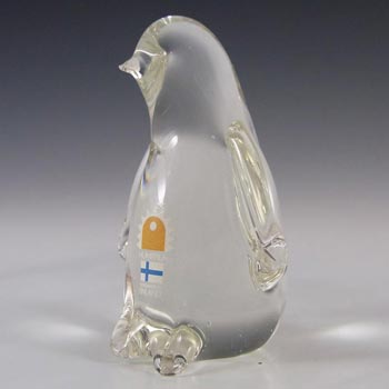 Humppila Finnish Glass Penguin Paperweight - Labelled