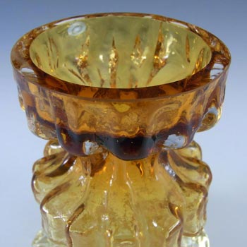 Ingrid/Ingridglas 1970's Amber Glass Bark Textured Vase