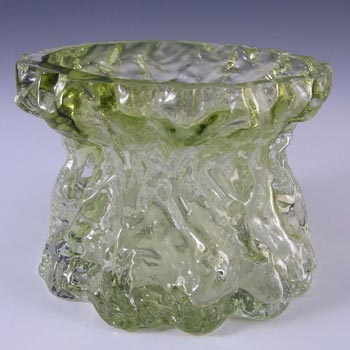 Ingrid/Ingridglas 1970's Green Glass Bark Textured Vase