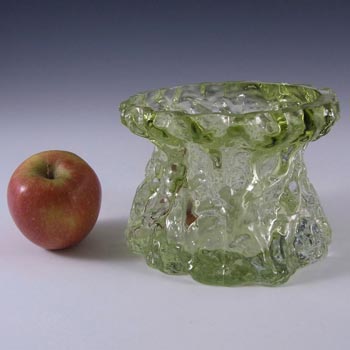 Ingrid/Ingridglas 1970's Green Glass Bark Textured Vase