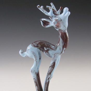 Istvan Komaromy 1950's Figural Blue Glass Stag Sculpture