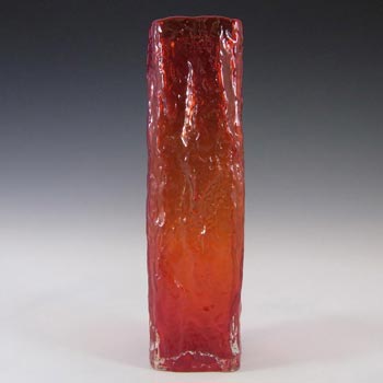 Japanese Bark Textured Red Cased Glass Vase