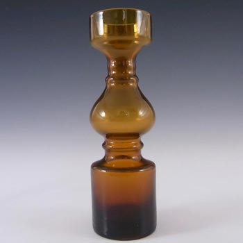 Japanese 1970\'s Amber Retro Hooped Glass Vase