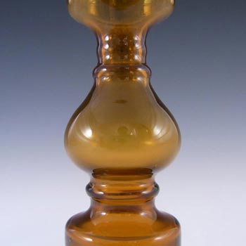 Japanese 1970's Amber Retro Hooped Glass Vase