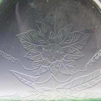 Jeannette Poinsettia Floral Green Depression Glass Dish