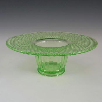 Jobling #2595 Uranium Green Art Deco Glass Posy Bowl