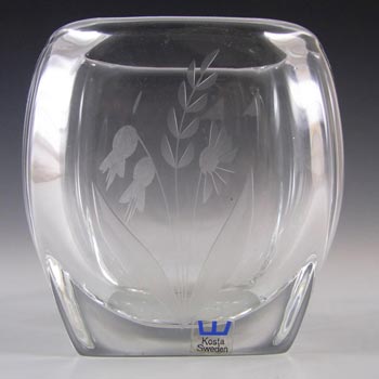 Kosta Boda Swedish Glass Engraved Vase - Labelled