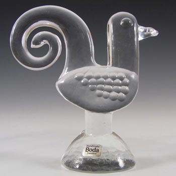 Kosta Boda Glass Rooster Sculpture - Zoo Series by Bertil Vallien