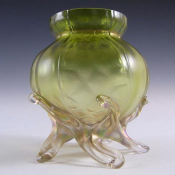 Kralik Art Nouveau 1900\'s Iridescent Green Glass Vase