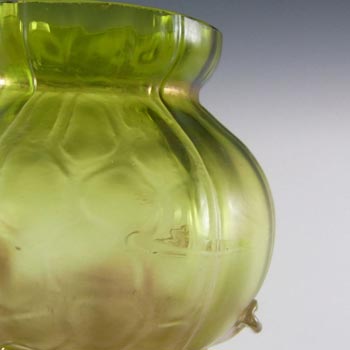 Kralik Art Nouveau 1900's Iridescent Green Glass Vase