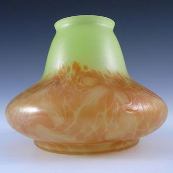 Kralik Art Nouveau Green + Orange Glass \'Helios\' Vase