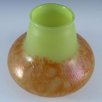 Kralik Art Nouveau Green + Orange Glass 'Helios' Vase