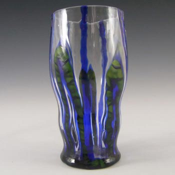 Kralik Art Deco Green + Blue Glass \'Bambus\' Vase
