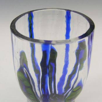 Kralik Art Deco Green + Blue Glass 'Bambus' Vase