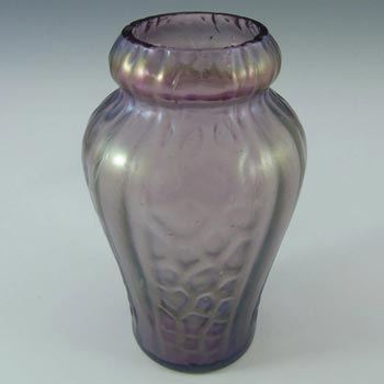 Kralik Art Nouveau 1900's Iridescent Purple Glass Vase