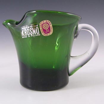 Krosno/Jaffe Rose Polish Green Glass Jug - Labelled