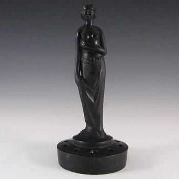 Müller & Co Art Deco Black Glass Nude Lady Figurine